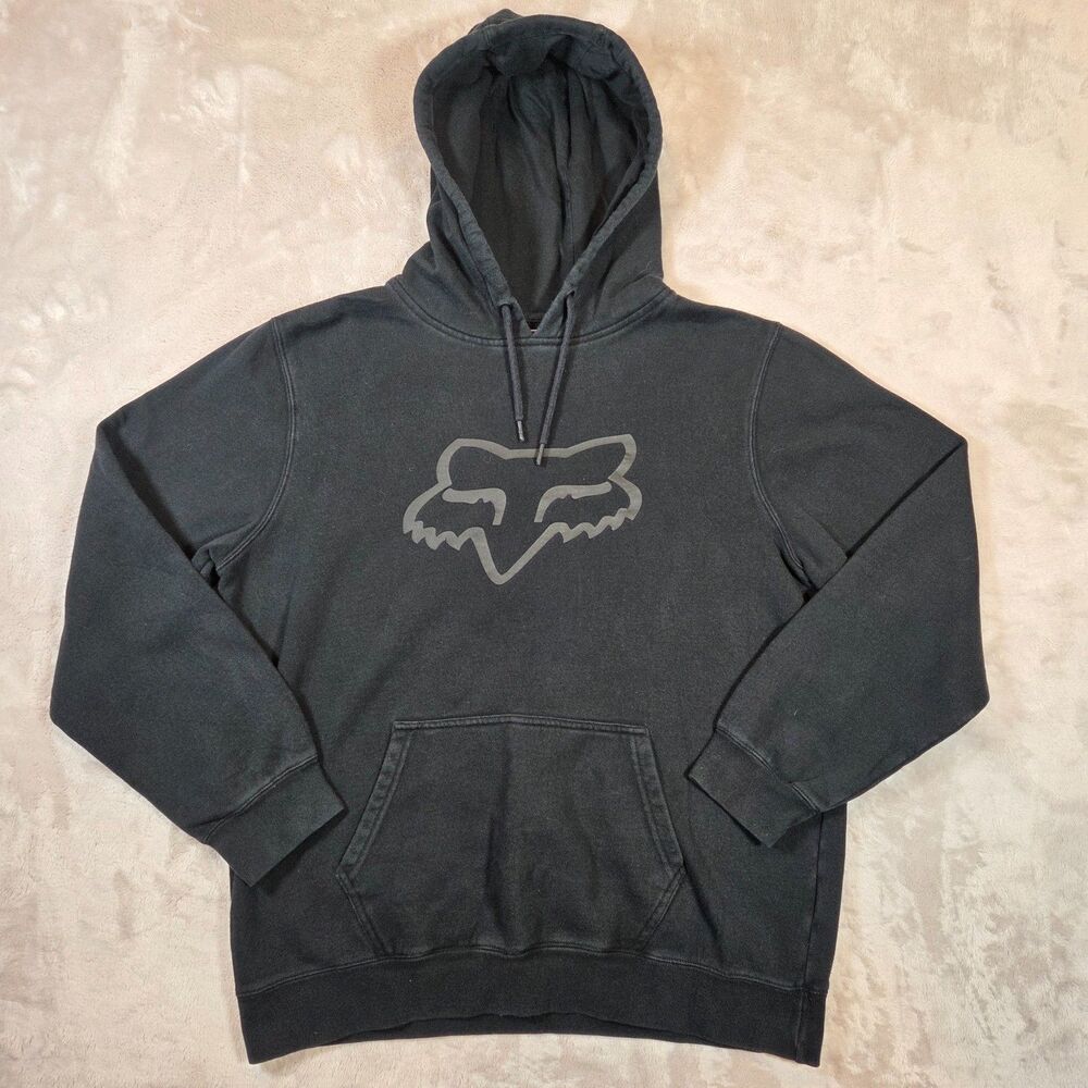 Fox Racing Legacy Fox Head Hoodie Mens L Black Pullover Fleece Motocross